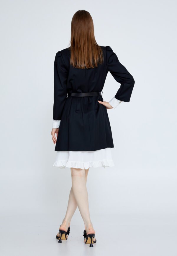 Long Sleeve Polyester Solid Color Regular Black White Two-Piece Outfit - Image 4