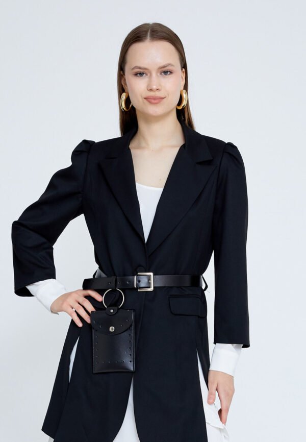 Long Sleeve Polyester Solid Color Regular Black White Two-Piece Outfit